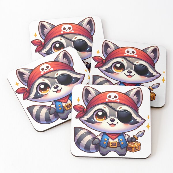 Item preview, Cute Kawaii Pirate Baby Raccoon designed and sold by Redblackman.