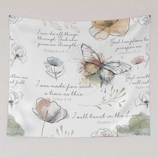 Item preview, Positive affirmations Christian inspirational Bible verses boho flowers butterfly designed and sold by Inktown.