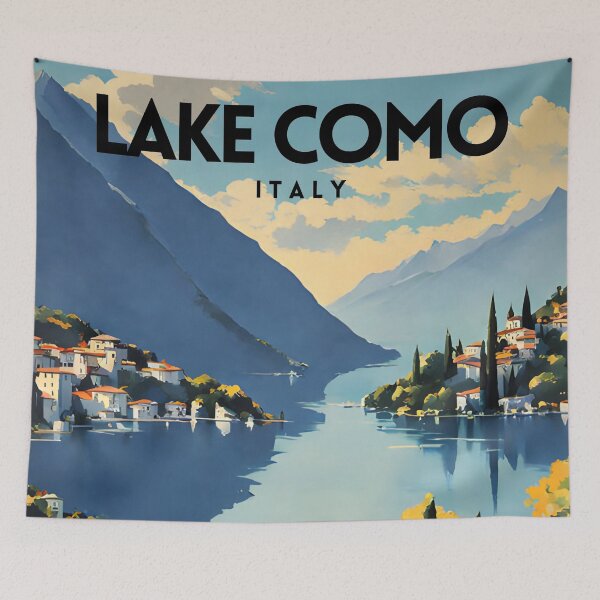Item preview, Lago di Como Italia Retro Travel Poster designed and sold by ZionPosteria.