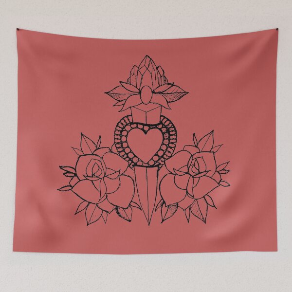Item preview, Tattoo design with knife heart roses designed and sold by viCdesign.