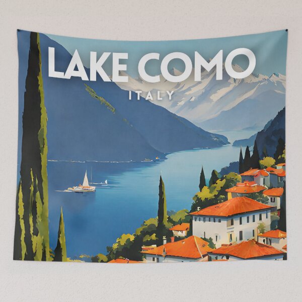 Item preview, Lake Como Italy Minimal Travel Art Poster designed and sold by ZionPosteria.