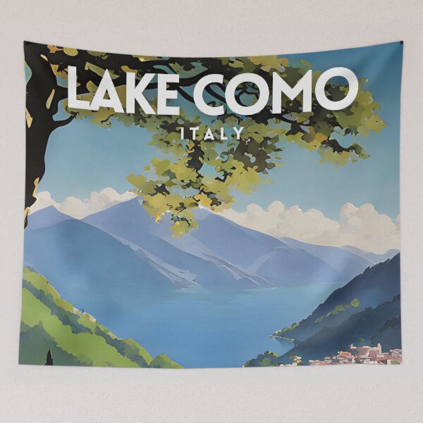 Item preview, Lake Como Italy Minimal Travel Poster designed and sold by ZionPosteria.