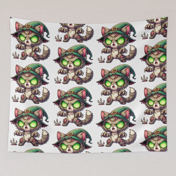 Item preview, Cute Kawaii Zombie Halloween Horror Cat designed and sold by Redblackman.
