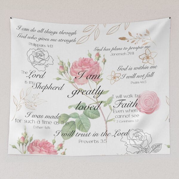 Item preview, Positive affirmations Christian inspirational Bible verses roses flowers butterfly designed and sold by Inktown.