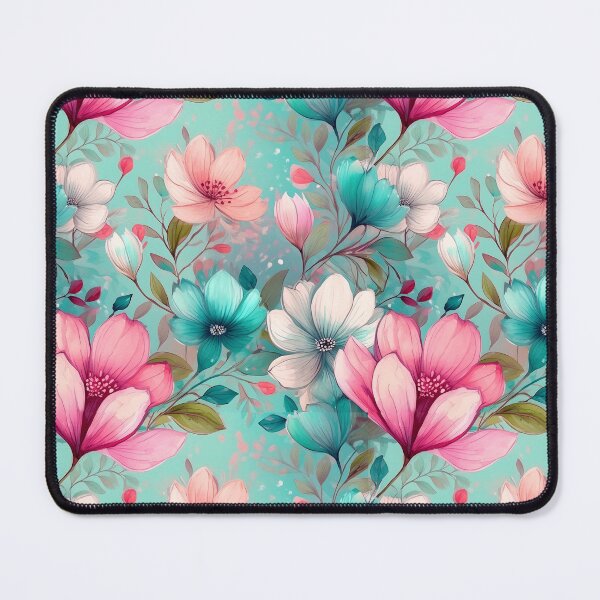 Aperçu de l'œuvre Modèle sans couture de fleurs colorées en cyan, magenta, rose créée et vendue par creativekrish.