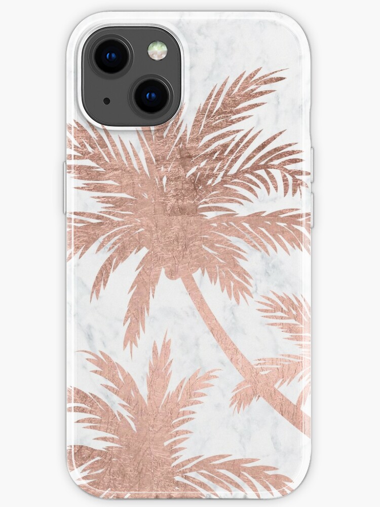 Tropical Simple Rose Gold Palm Trees White Marble Iphone Case For Sale By Girlytrend Redbubble