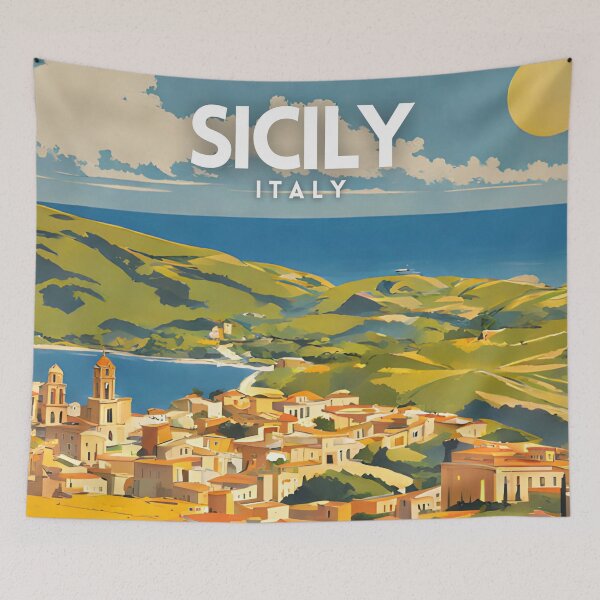 Item preview, Sicily Italia Travel Art Poster designed and sold by ZionPosteria.