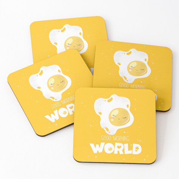 Item preview, Cute cartoon egg and lettering Good Morning World designed and sold by DarianaArt.