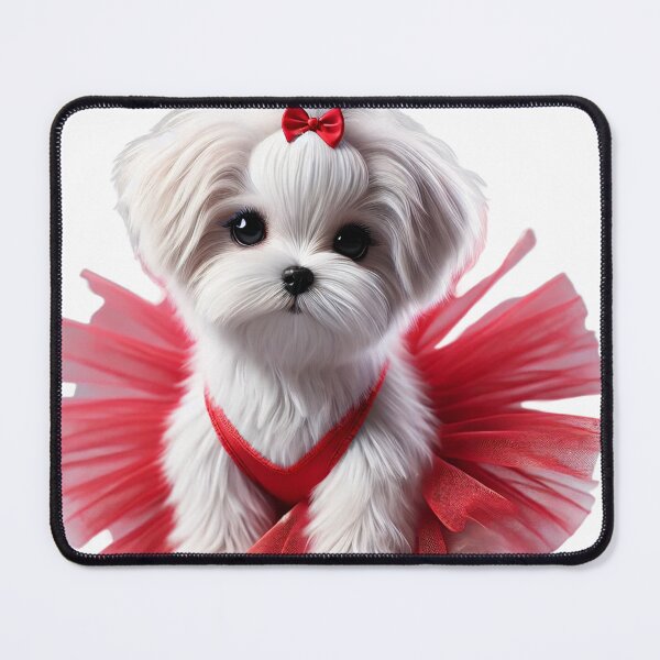 Item preview, Adorable Maltese puppy in a red lace tutu designed and sold by toypoodlemom.