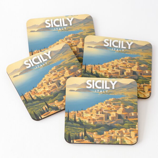 Item preview, Sicily Italy Retro Travel Art Poster designed and sold by ZionPosteria.