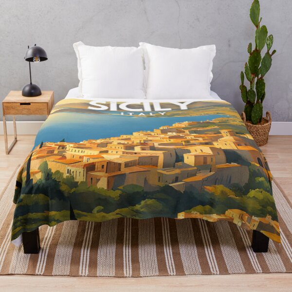 Item preview, Sicily Italy Retro Travel Art Poster designed and sold by ZionPosteria.