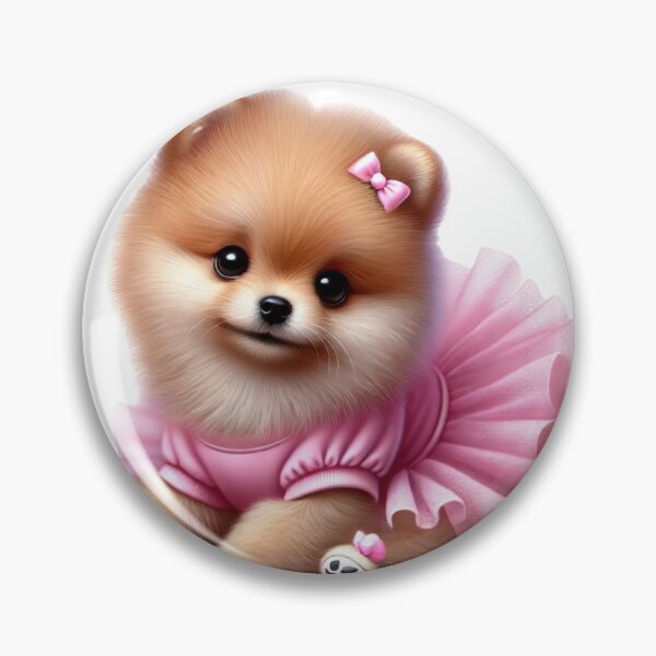 Item preview, Charming fluffy Pom puppy posing in a pastel pink tutu designed and sold by toypoodlemom.