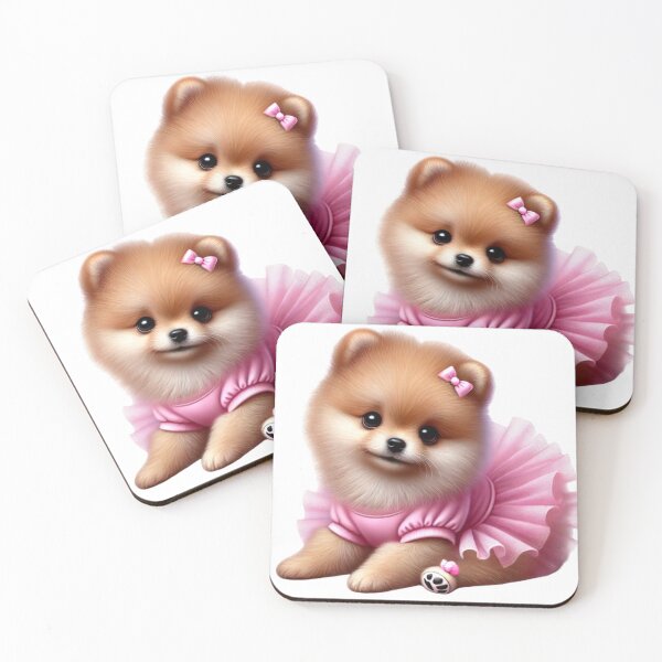 Item preview, Charming fluffy Pom puppy posing in a pastel pink tutu designed and sold by toypoodlemom.