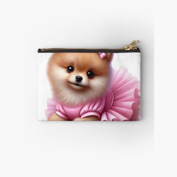 Item preview, Charming fluffy Pom puppy posing in a pastel pink tutu designed and sold by toypoodlemom.