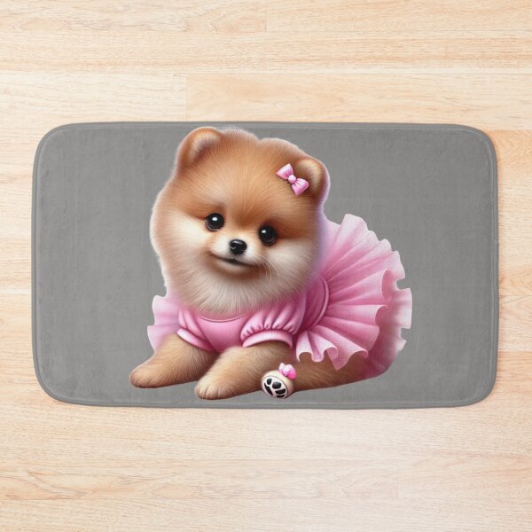 Item preview, Charming fluffy Pom puppy posing in a pastel pink tutu designed and sold by toypoodlemom.