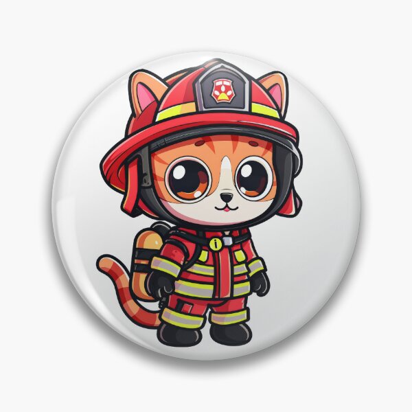 Item preview, Adorable Hero Firefighter Cat Cartoon  designed and sold by NiriSunStudio.