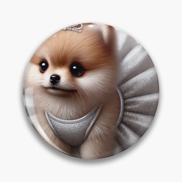 Item preview, Snuggly fluffy Pom pup prancing in a sparkly silver tutu designed and sold by toypoodlemom.