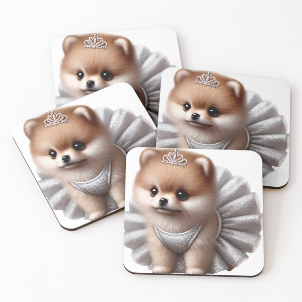 Item preview, Snuggly fluffy Pom pup prancing in a sparkly silver tutu designed and sold by toypoodlemom.