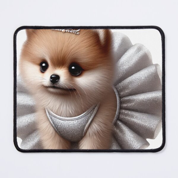 Item preview, Snuggly fluffy Pom pup prancing in a sparkly silver tutu designed and sold by toypoodlemom.
