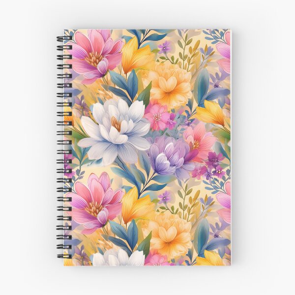 Item preview, Seamless pattern of colorful flowers in cyan, lavander, pink, lemon yellow  designed and sold by creativekrish.