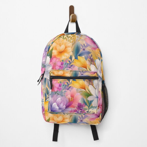 Item preview, Seamless pattern of colorful flowers in cyan, lavander, pink, lemon yellow designed and sold by creativekrish.