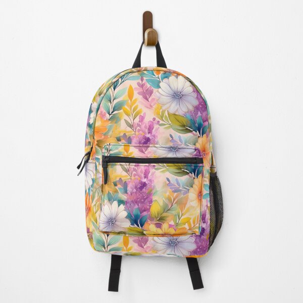 Item preview, Seamless pattern of colorful flowers in cyan, lavander, pink, lemon yellow designed and sold by creativekrish.