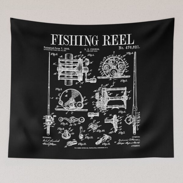 Item preview, Fishing Reel Old Antique Fisherman Vintage Patent Print designed and sold by GrandeDuc.
