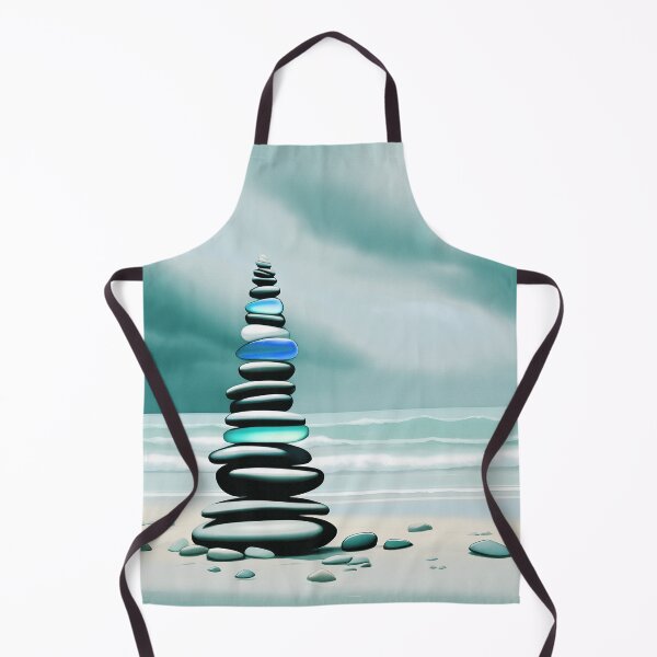 Item preview, Zen Cairn Tower Beach Pebbles and Sea Glass Pale Coastal Decor 2 of 4 designed and sold by Beachy.