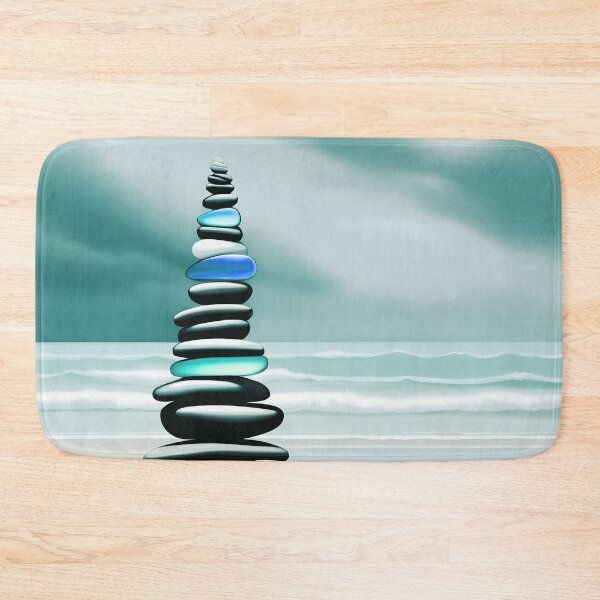 Item preview, Zen Cairn Tower Beach Pebbles and Sea Glass Pale Coastal Decor 2 of 4 designed and sold by Beachy.