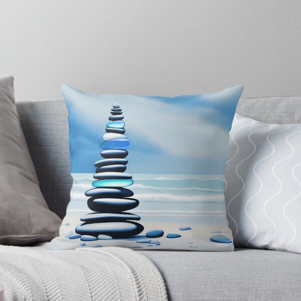Item preview, Zen Cairn Tower Beach Pebbles and Sea Glass Pale Coastal Decor 3 of 4 designed and sold by Beachy.