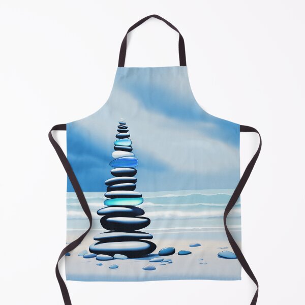 Item preview, Zen Cairn Tower Beach Pebbles and Sea Glass Pale Coastal Decor 3 of 4 designed and sold by Beachy.