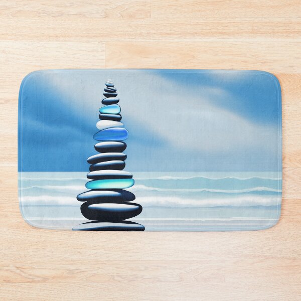 Item preview, Zen Cairn Tower Beach Pebbles and Sea Glass Pale Coastal Decor 3 of 4 designed and sold by Beachy.