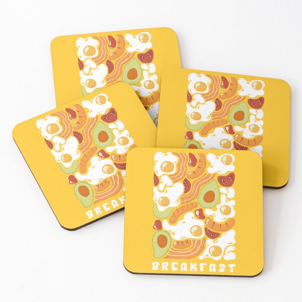 Item preview, Abstract fried eggs, bacon, sausages, tomatoes, avocados designed and sold by DarianaArt.