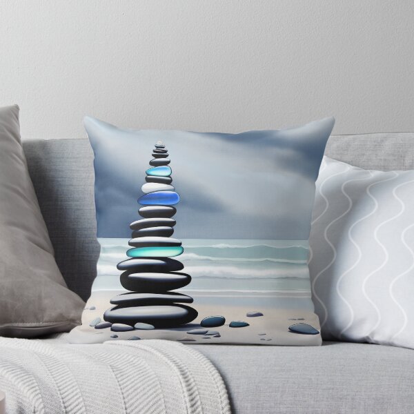 Item preview, Zen Cairn Tower Beach Pebbles and Sea Glass Pale Coastal Decor 4 of 4 designed and sold by Beachy.