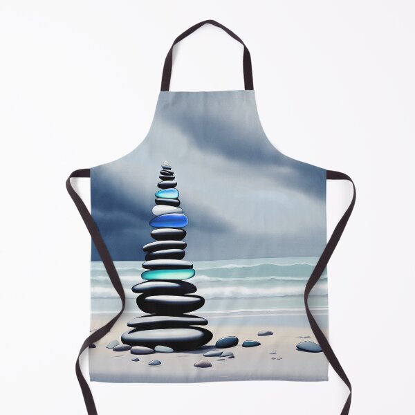 Item preview, Zen Cairn Tower Beach Pebbles and Sea Glass Pale Coastal Decor 4 of 4 designed and sold by Beachy.