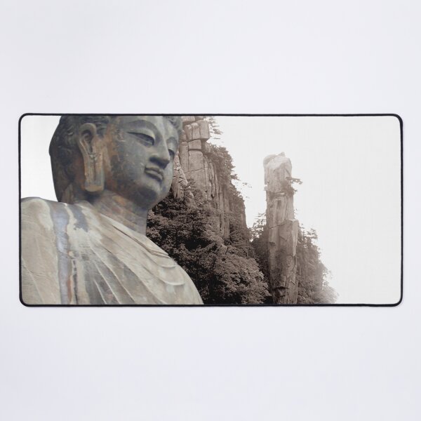Item preview, The statue of Maitreya Buddha stands tall among the towering mountains and steep ridges in Mount Emei, Sichuan. designed and sold by zenger2021.