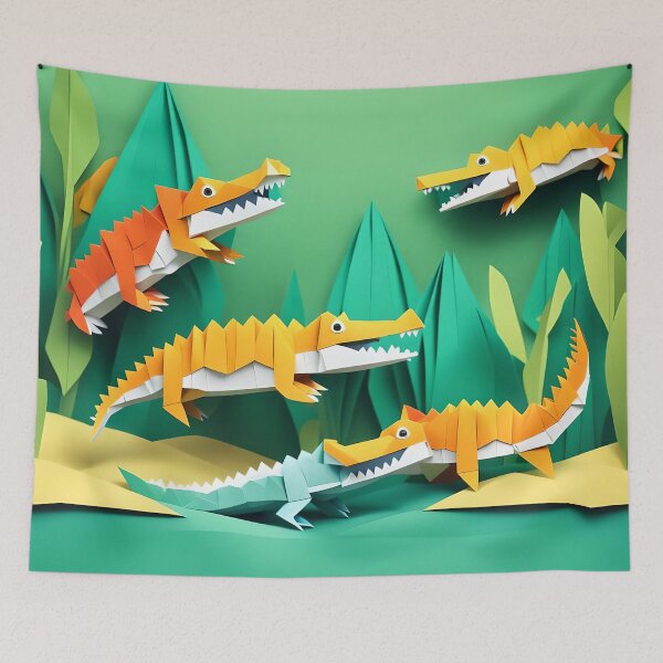 Item preview, Origami Art - River Playtime: A Cute Crocodile Family Adventure designed and sold by ArtfulFolds.