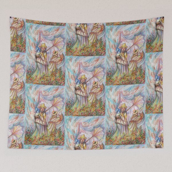 Item preview, Cat drawing and illusion inspired by windy day, cloude monet designed and sold by DipakSonarArt.