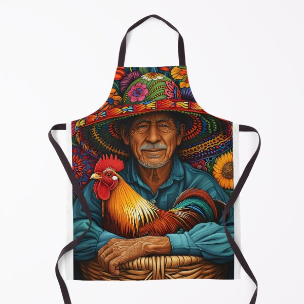 Item preview, Vibrant man with rooster and floral sombrero art piece designed and sold by Artessie.