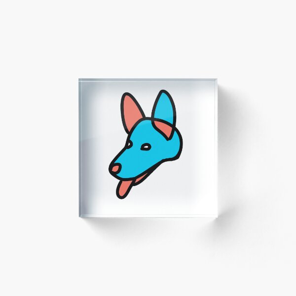 Item preview, German Shepherd, dog, blue red abstract art designed and sold by WhackoDesigns.