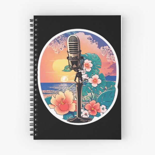 Artikelvorschau, Hawaii DJ Radio Mikrofon mit Orchideen bei Sonnenuntergang entworfen und verkauft von NautiChic.