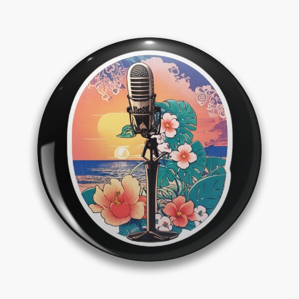 Item preview, Hawaii DJ Radio Microphone with Orchids at Sunset designed and sold by NautiChic.