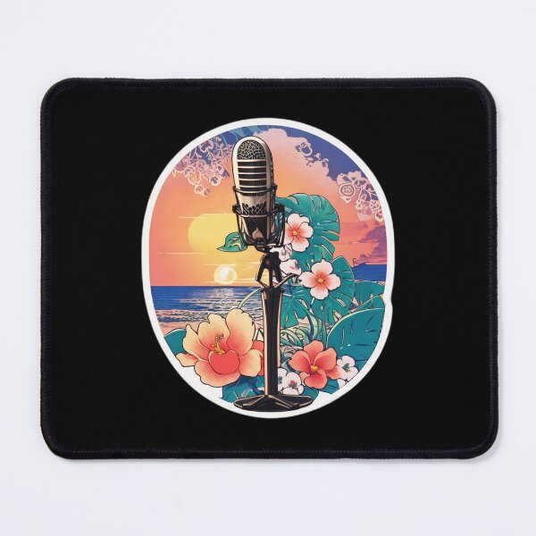 Item preview, Hawaii DJ Radio Microphone with Orchids at Sunset designed and sold by NautiChic.