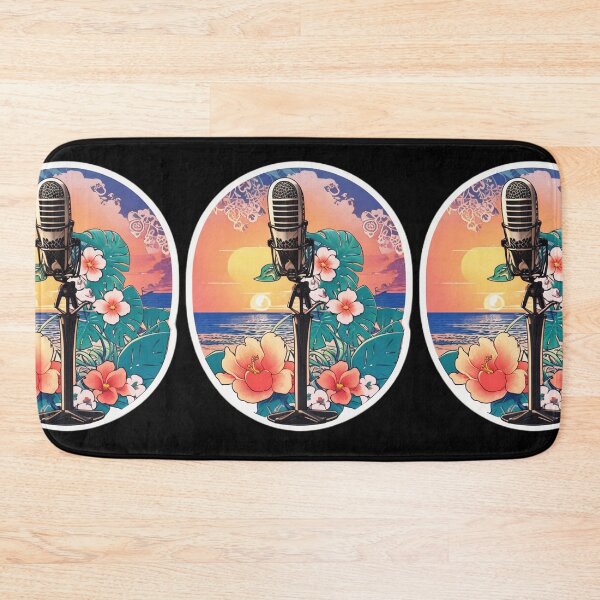 Item preview, Hawaii DJ Radio Microphone with Orchids at Sunset designed and sold by NautiChic.