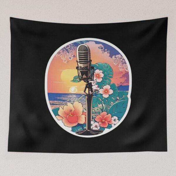Item preview, Hawaii DJ Radio Microphone with Orchids at Sunset designed and sold by NautiChic.