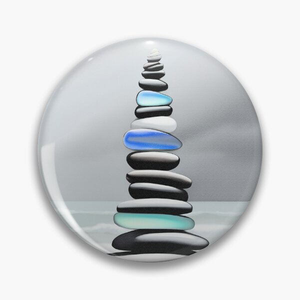 Item preview, Pale Coastal Decor Beach Pebbles Tower and Sea Glass - Zen Cairn 1 of 4 designed and sold by Beachy.
