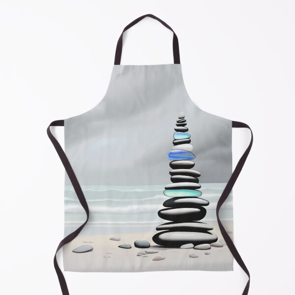 Item preview, Pale Coastal Decor Beach Pebbles Tower and Sea Glass - Zen Cairn 1 of 4 designed and sold by Beachy.