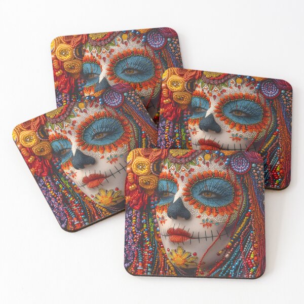 Item preview, Colorful intricate beaded woman portrait  with vivid patterns designed and sold by Artessie.