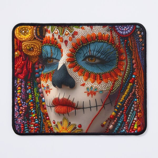 Item preview, Colorful intricate beaded woman portrait with vivid patterns designed and sold by Artessie.