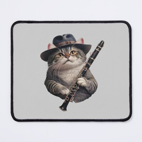 Item preview, Cat with bass clarinet designed and sold by DotPointLine.